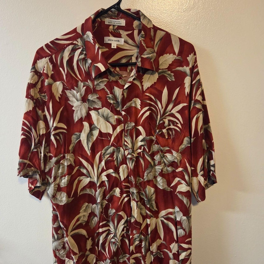 Vintage Pierre Cardin Red Tropical Hawaiian Shirt